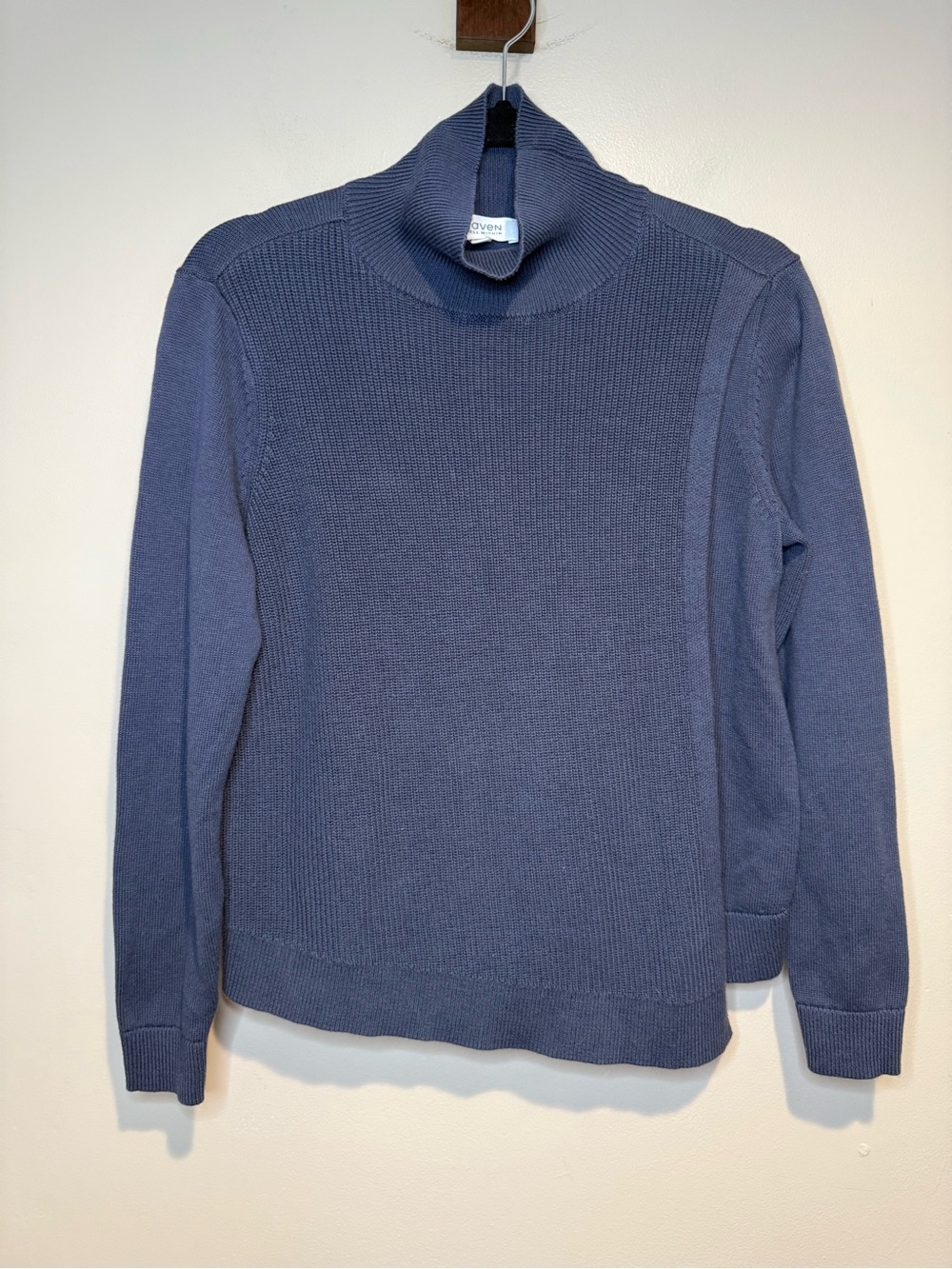 Haven Well Within Women's Blue Gray Cotton Cashmere Blend Turtleneck Sweater - Picture 8 of 8
